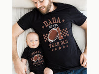 Personalized 1st Year Down Birthday Shirt – Football & Checkered Design