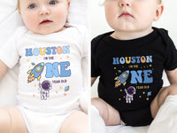 Hanging Astronaut - Space Theme 1st Birthday Tees