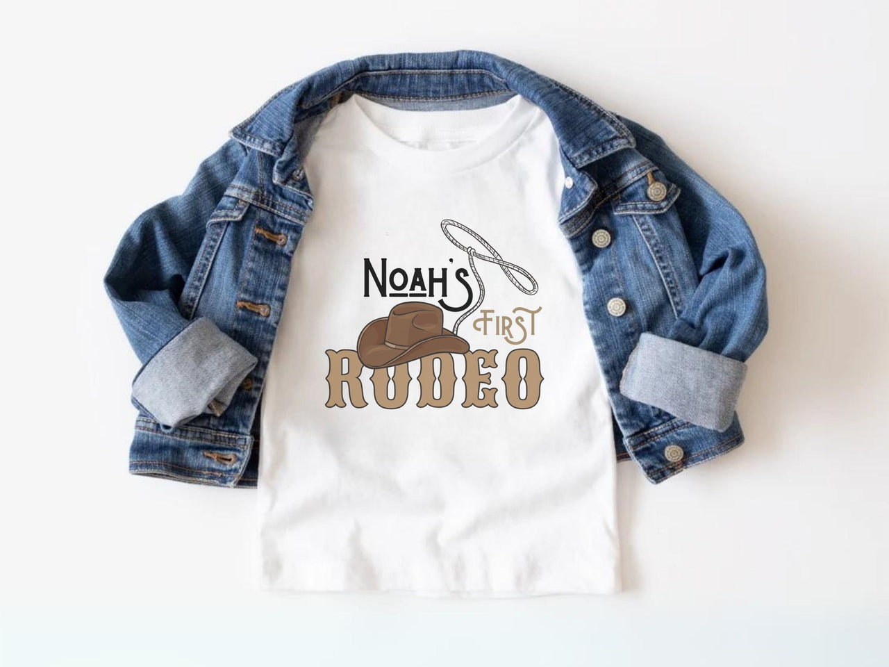 Personalized Cowboy Hat with Lasso - 1st Rodeo Birthday Shirt