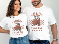 Personalized 1st Year Down Birthday Shirt – Football & Checkered Design