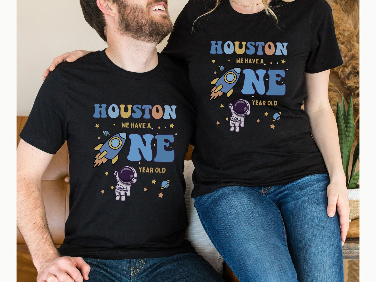 Hanging Astronaut - Space Theme 1st Birthday Tees