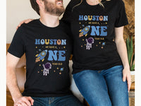 Hanging Astronaut - Space Theme 1st Birthday Tees