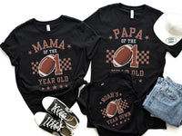 Personalized 1st Year Down Birthday Shirt – Football & Checkered Design