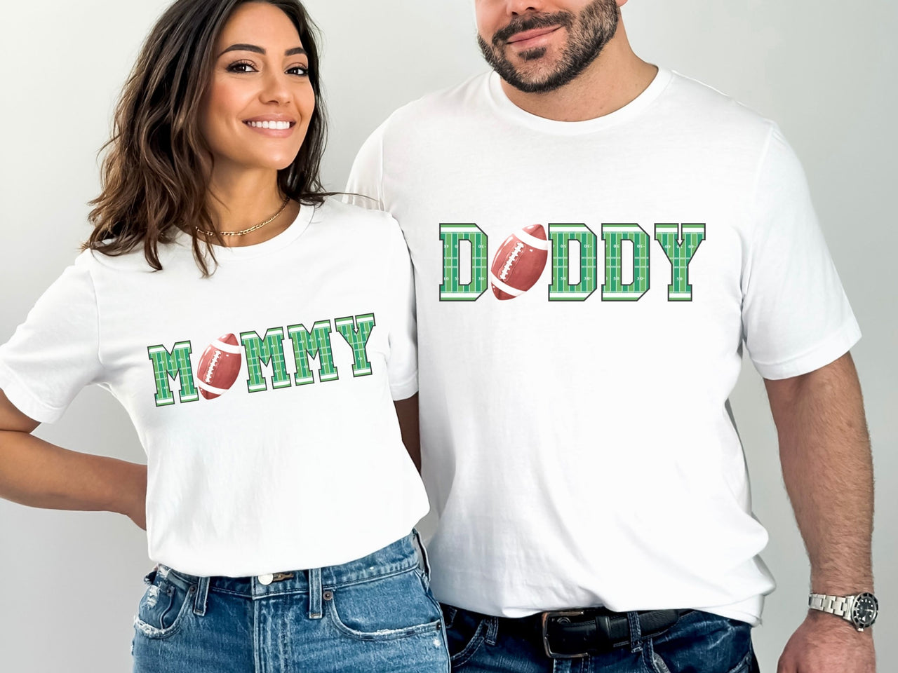 First Year Down Football Birthday Shirt – Green Field Design
