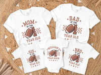 Personalized 1st Year Down Birthday Shirt – Football & Checkered Design