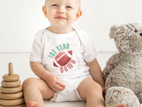 1st Year Down Football Birthday Shirt – Curved Text Design