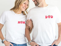 Strawberry Pocket Design Matching Mom Dad Shirts
