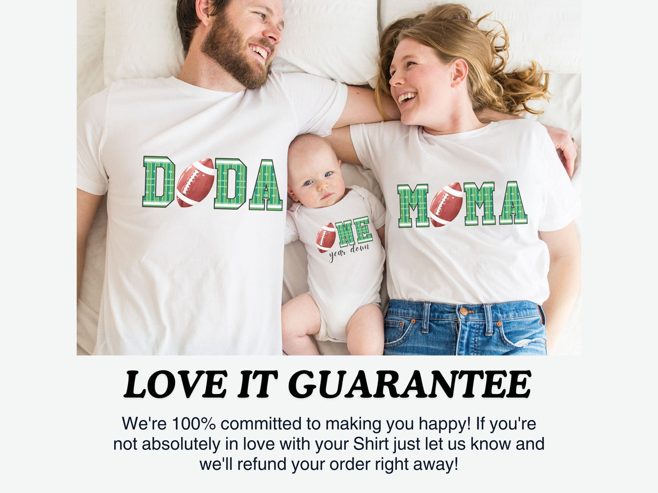 First Year Down Football Birthday Shirt – Green Field Design