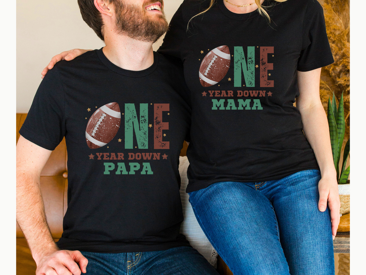 Personalized One Year Down - Football First Birthday Shirt