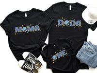 Planet Theme First Birthday Shirts with Moon Letters