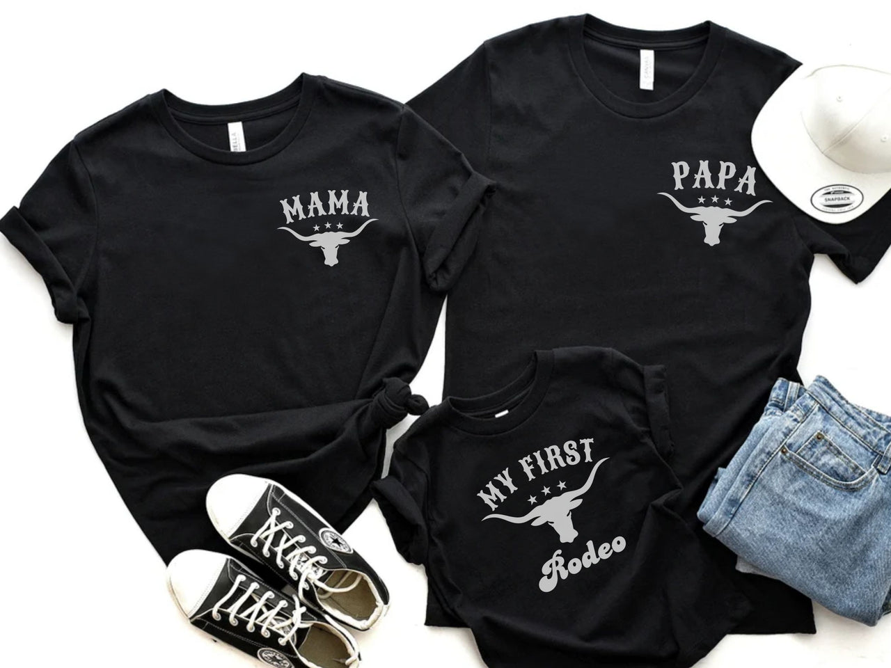 My First Rodeo Pocket Design - Matching Mama Dada Shirts