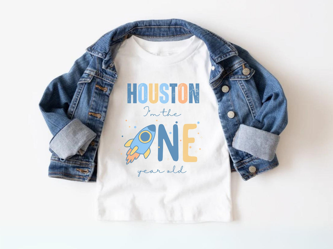 Colorful Houston 1st Birthday Family Matching Shirt