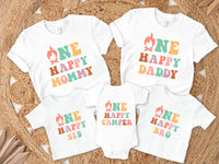 Colorful Campfire Happy Camper Shirts - 1st Birthday