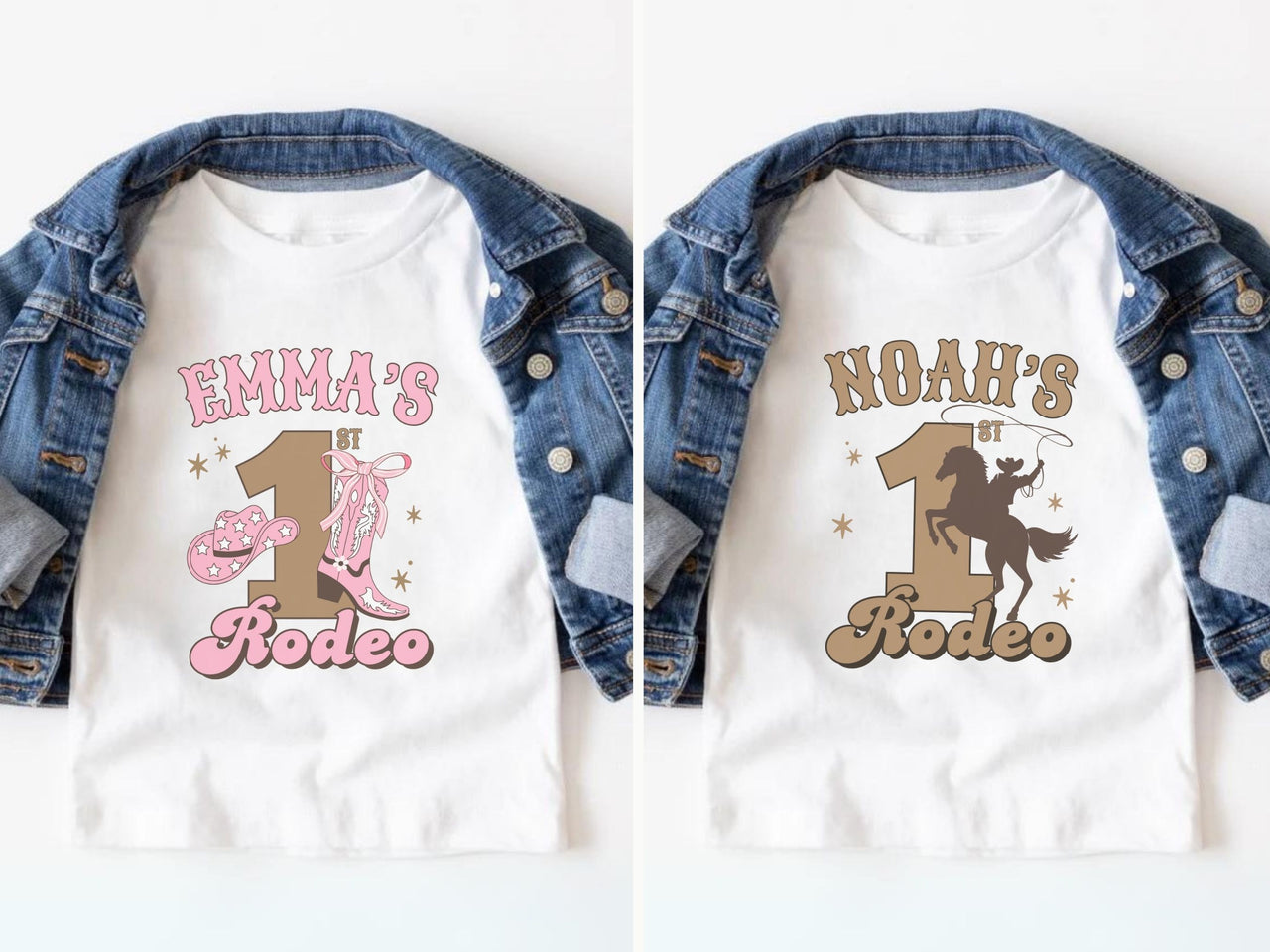 Personalized Cowboy & Cowgirl - My First Rodeo Shirts
