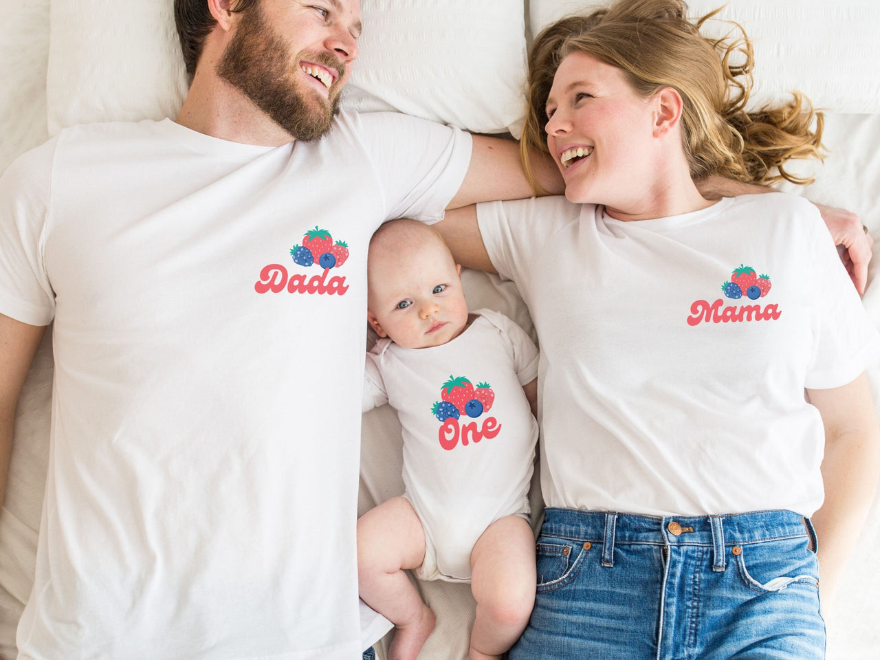 Mixed Berry Pocket Design Mama Dada Matching Tees