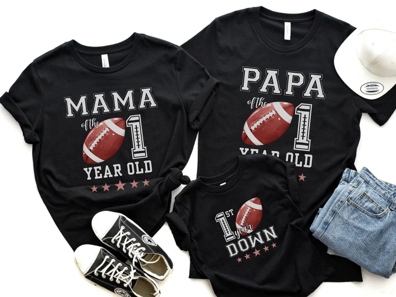 Football First Birthday Touchdown - Family Matching Tees