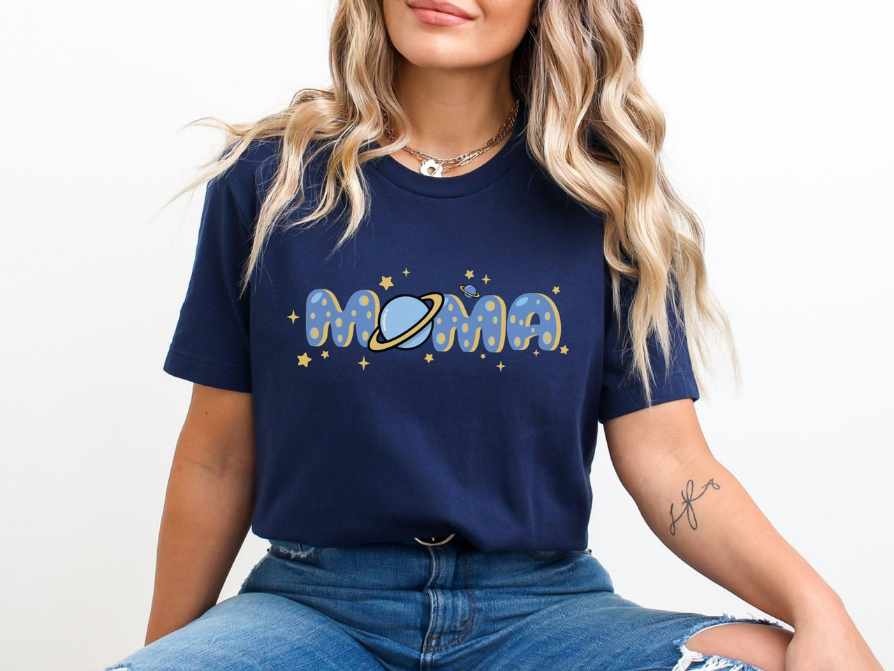 Planet Theme First Birthday Shirts with Moon Letters