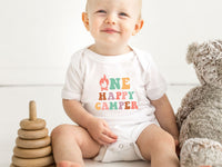 Colorful Campfire Happy Camper Shirts - 1st Birthday