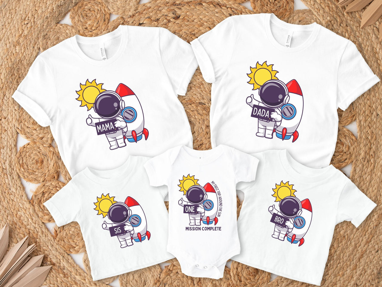 Personalized First Trip Around The Sun - Space Suit Rocket Tee