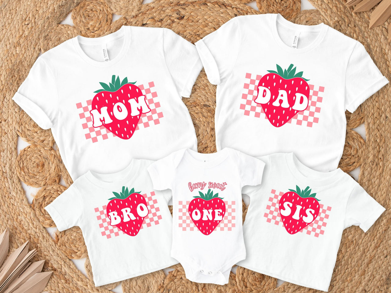 Chequered Strawberry Tee - Berry Sweet One
