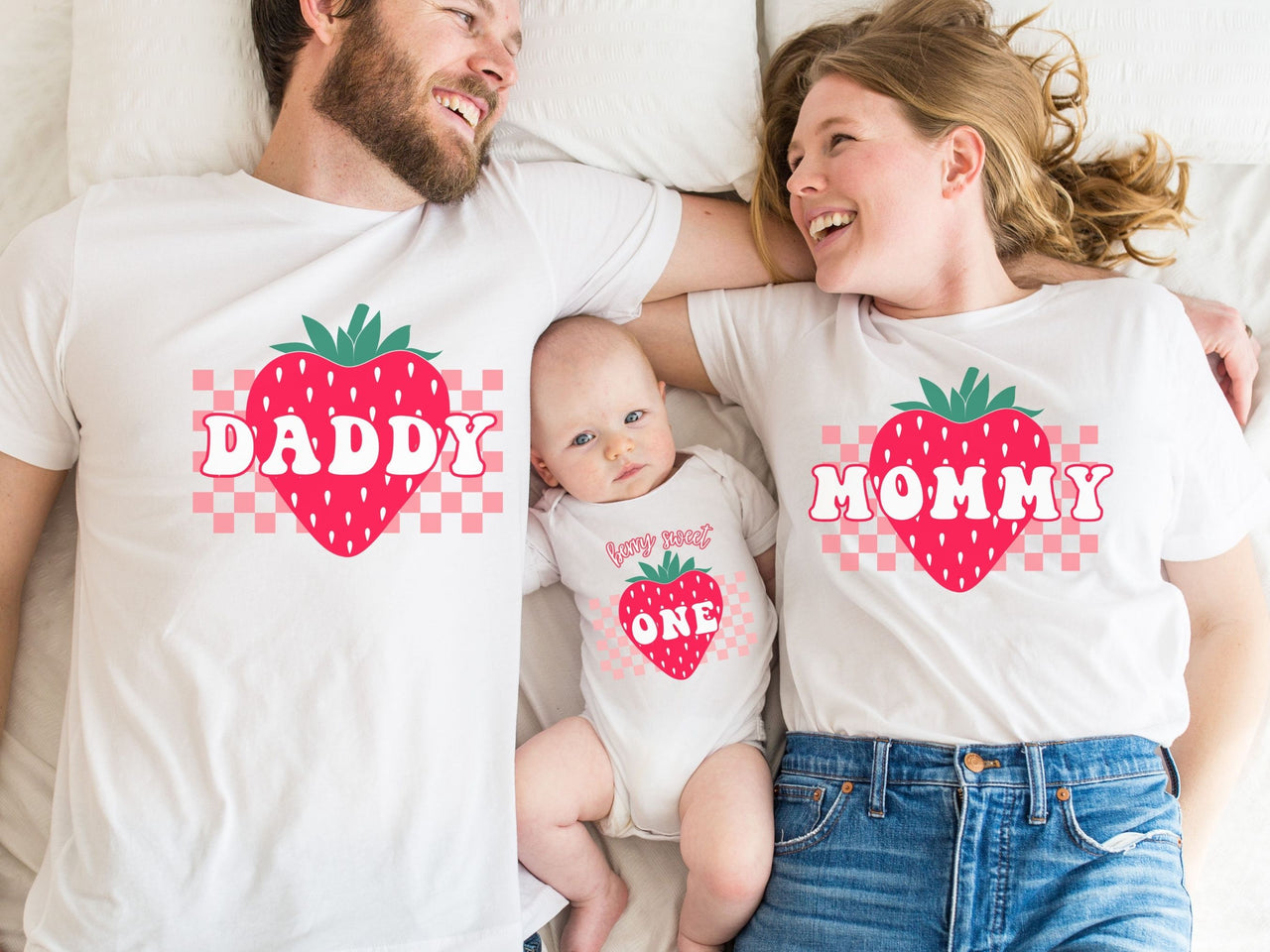 Chequered Strawberry Tee - Berry Sweet One